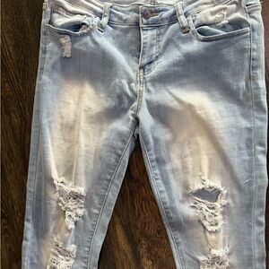 Trendy Light Blue Distressed Women's Skinny Jeans